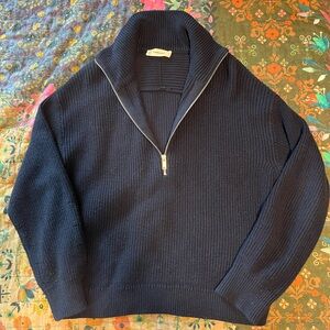 Everlane The Half-Zip in Everyday Cotton, Blue, size small